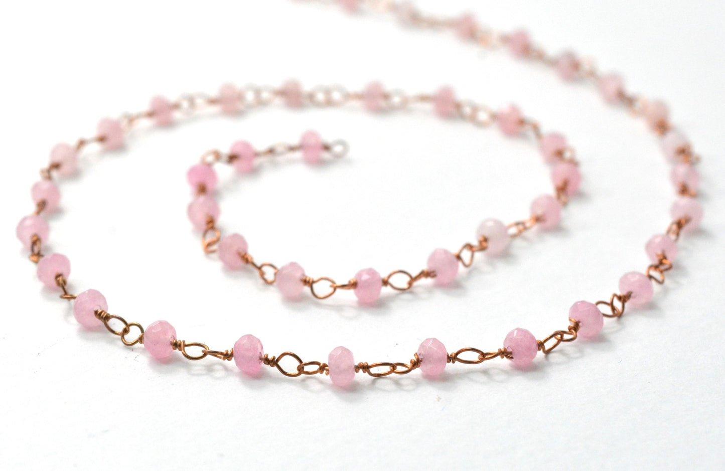 Artisan 925 Silver Gold Rosary Chain - Jade 3mm