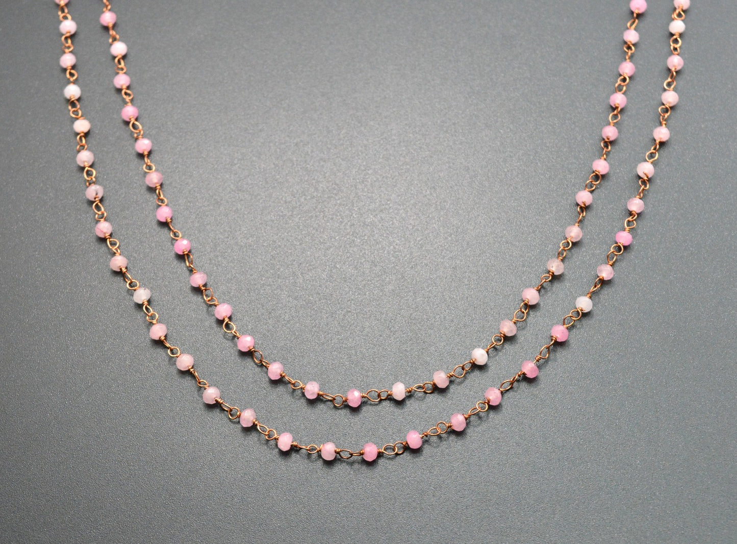 Artisan 925 Silver Gold Rosary Chain - Jade 3mm