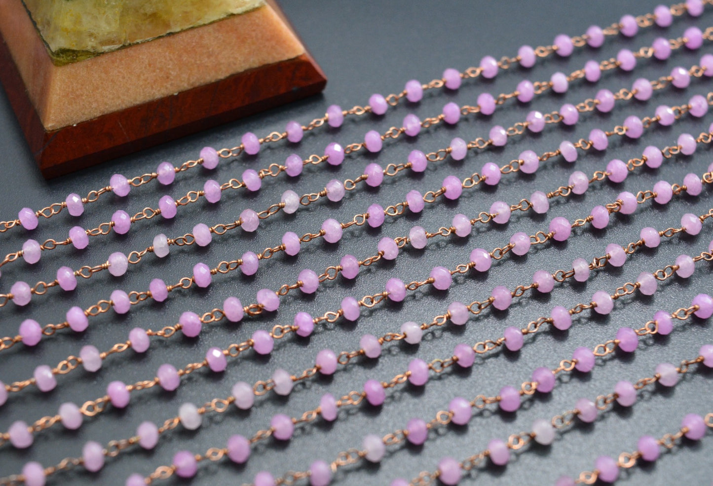 Handmade Rosary Chain - Jade 925 Silver Gold 3mm