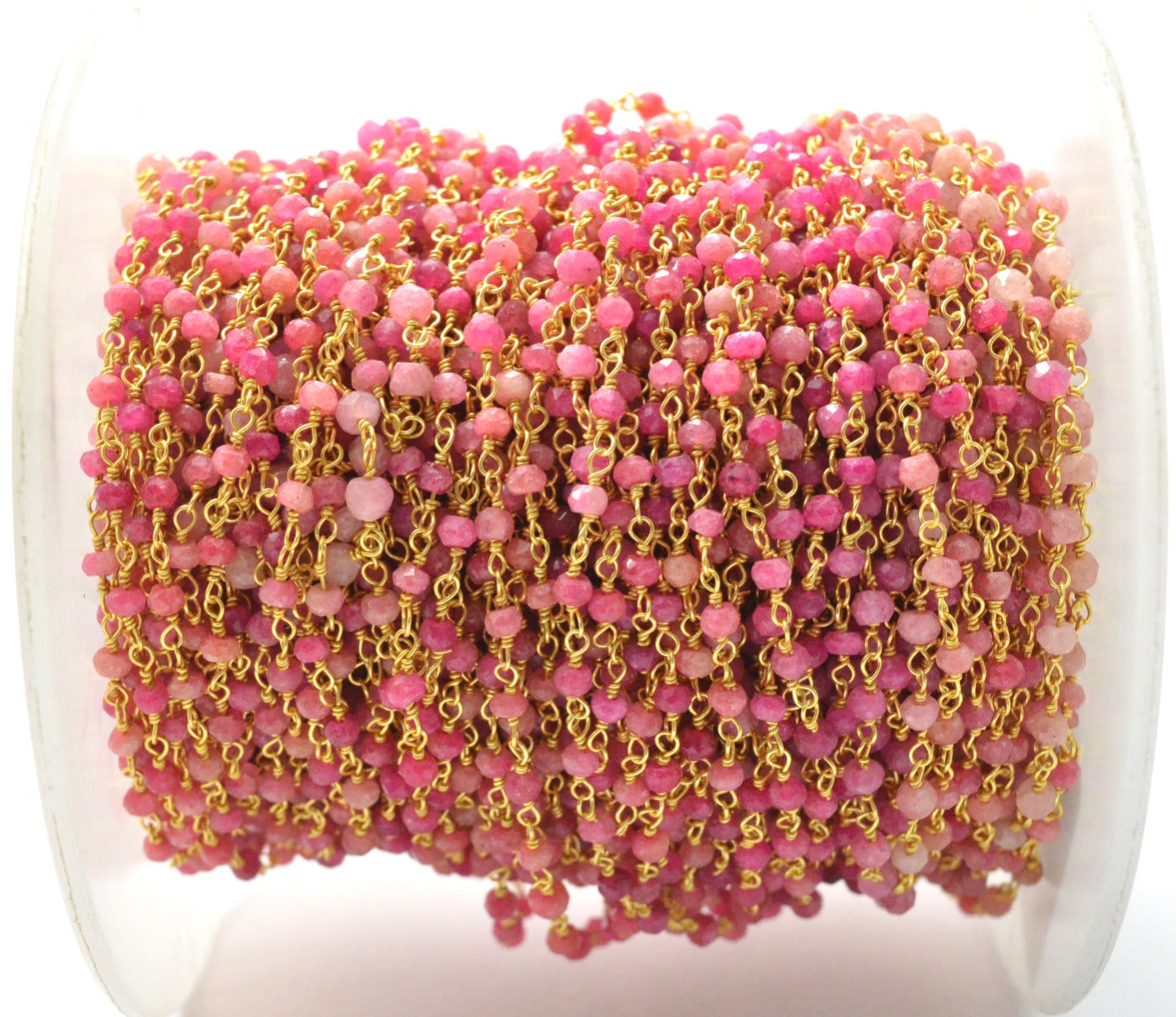 Gorgeous 925 Gold Silver Rosary Chain - Chalcedony 3mm