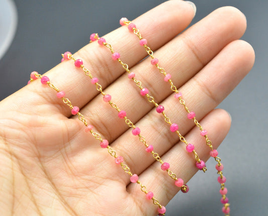 Gorgeous 925 Gold Silver Rosary Chain - Chalcedony 3mm - view 3