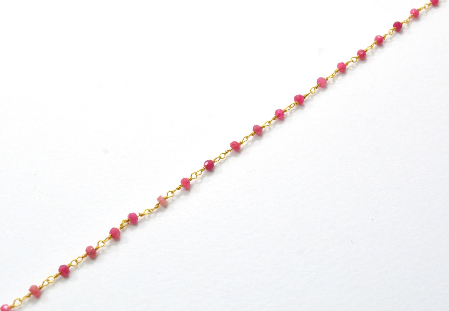 Gorgeous 925 Gold Silver Rosary Chain - Chalcedony 3mm
