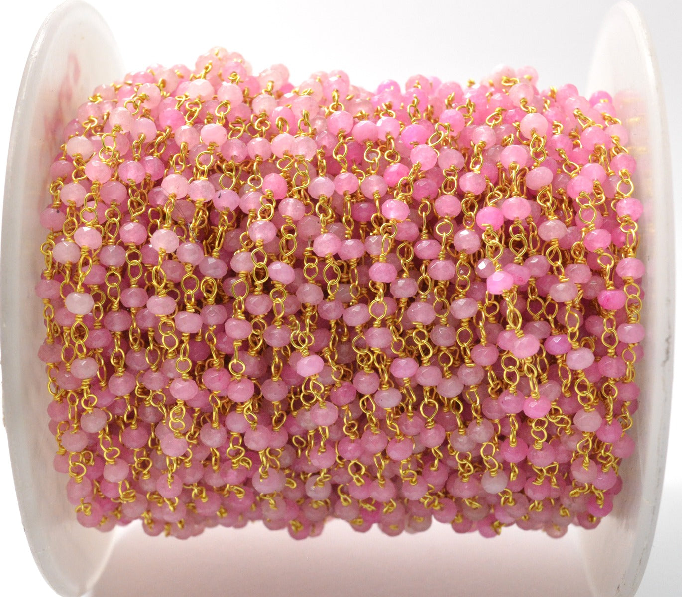 925 Silver Gold Rosary Chain with Jade - 3mm #2