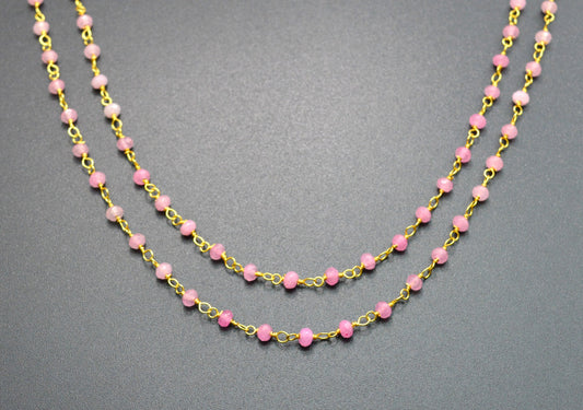 925 Silver Gold Rosary Chain with Jade - 3mm #2 - view 3