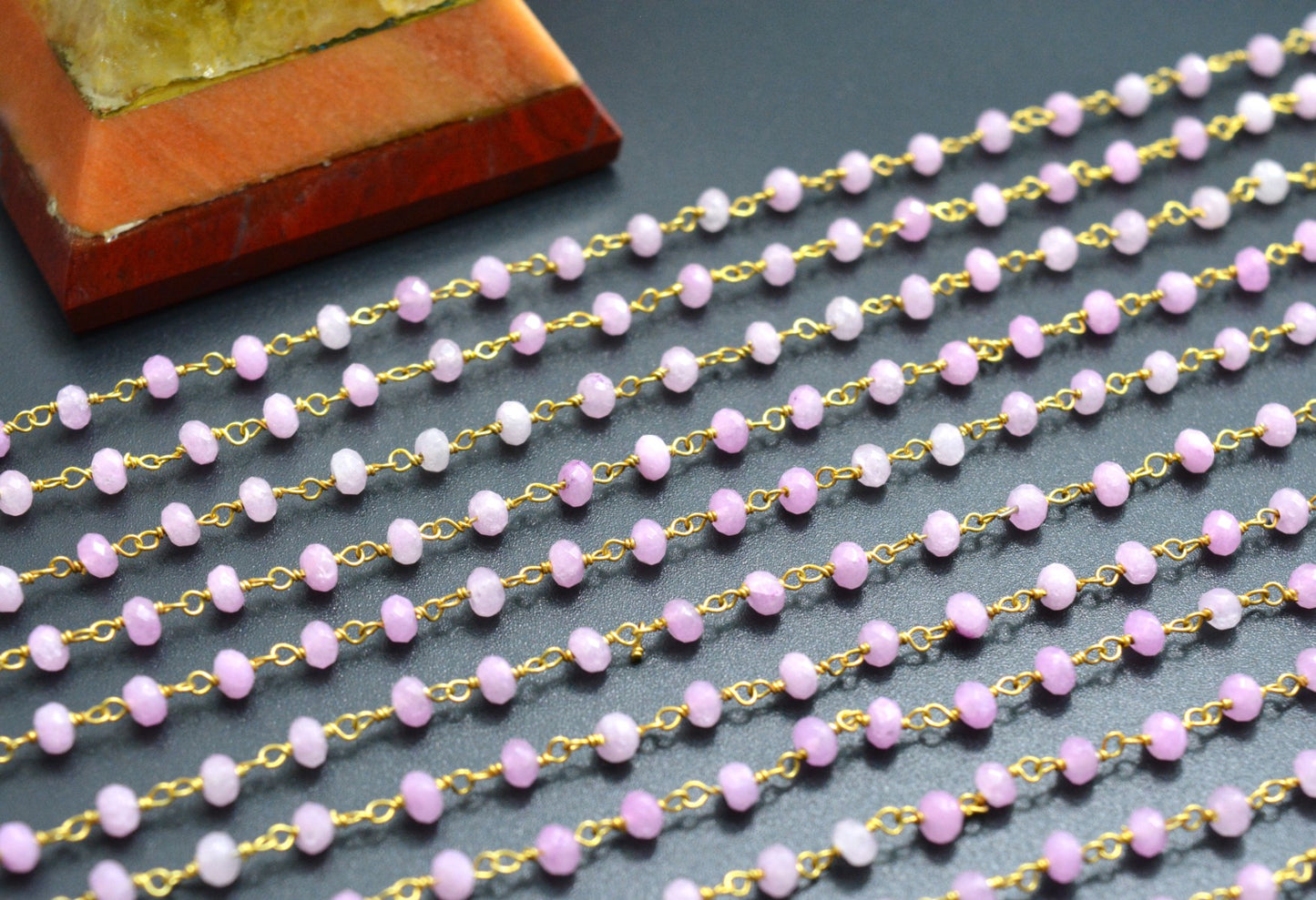 Trendy Jade Rosary Chain in 925 Gold Silver - 3mm