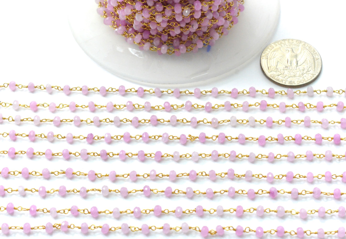 Trendy Jade Rosary Chain in 925 Gold Silver - 3mm