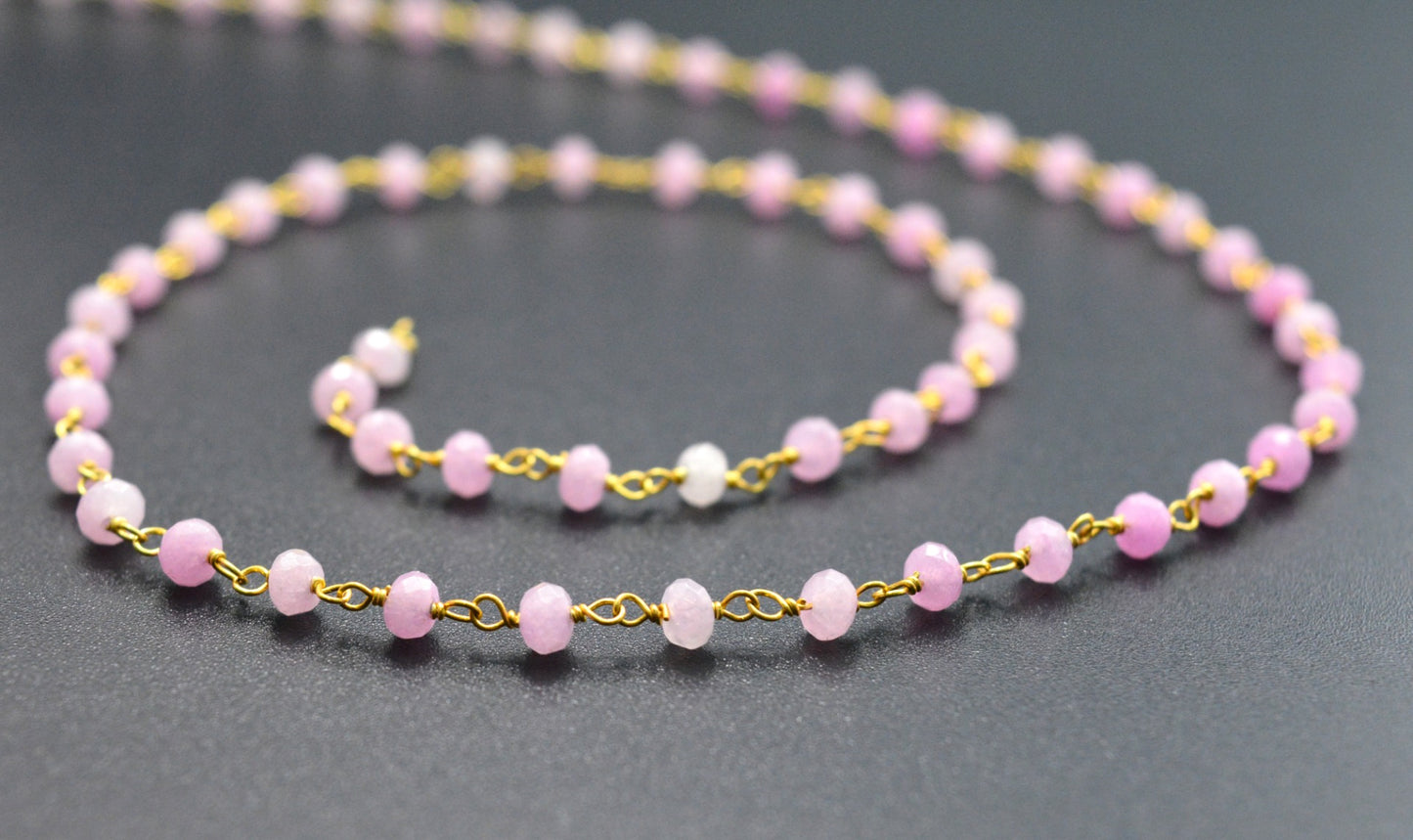 Trendy Jade Rosary Chain in 925 Gold Silver - 3mm