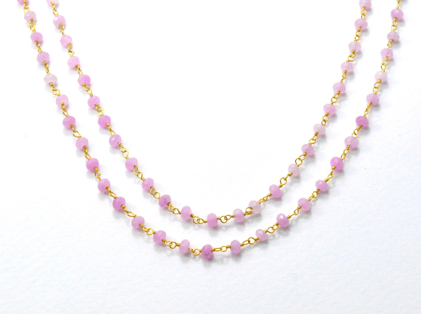 Trendy Jade Rosary Chain in 925 Gold Silver - 3mm