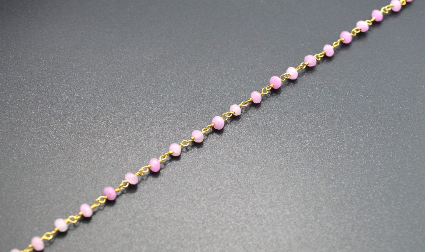 Trendy Jade Rosary Chain in 925 Gold Silver - 3mm