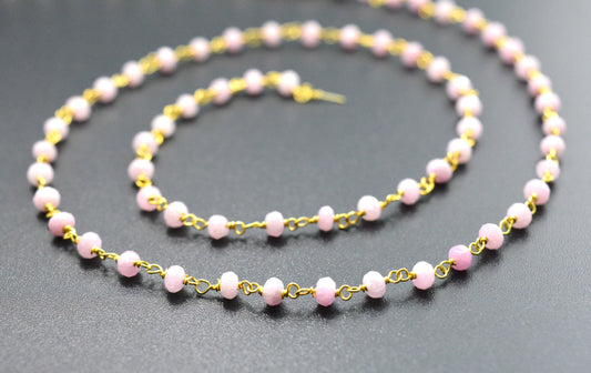 Radiant Rosary Chain - Stone 925 Silver Gold 3mm