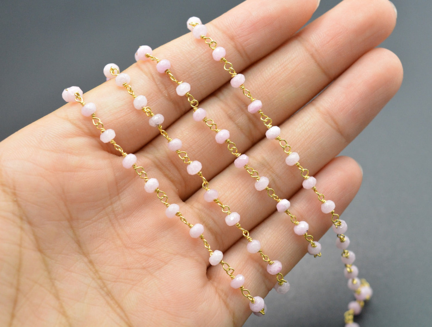 Radiant Rosary Chain - Stone 925 Silver Gold 3mm