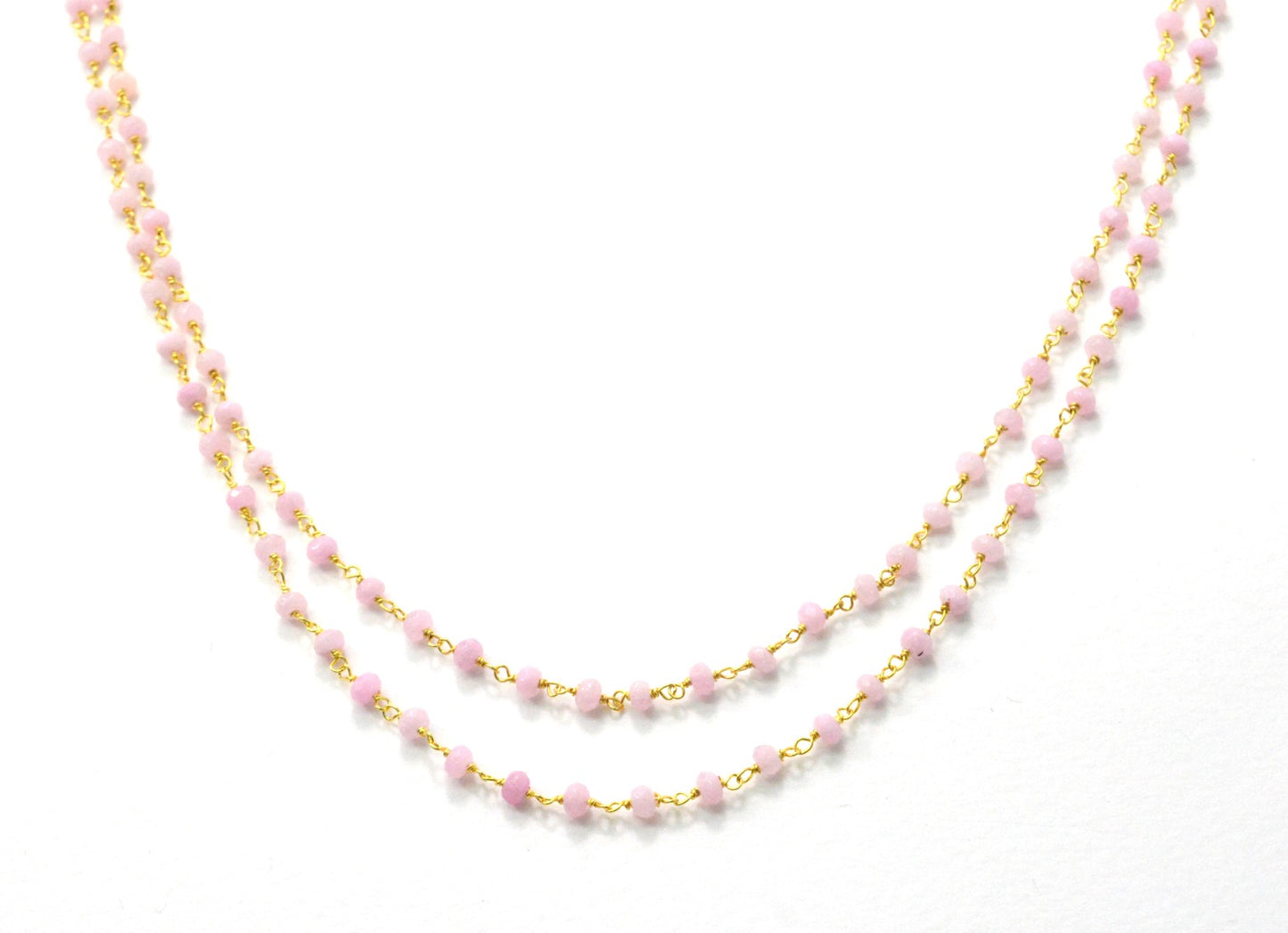 Radiant Rosary Chain - Stone 925 Silver Gold 3mm