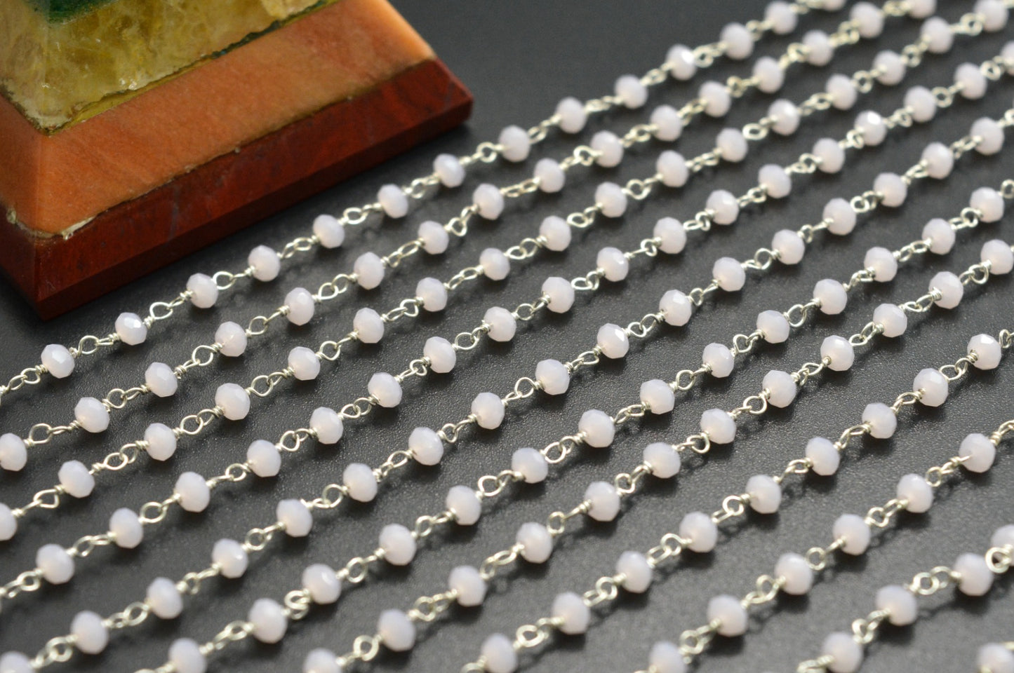 Radiant Rosary Chain - Stone 925 Silver Gold 3mm