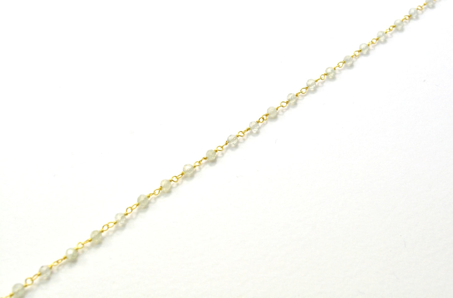 925 Silver Gold Rosary Chain with Prehnite - 3mm