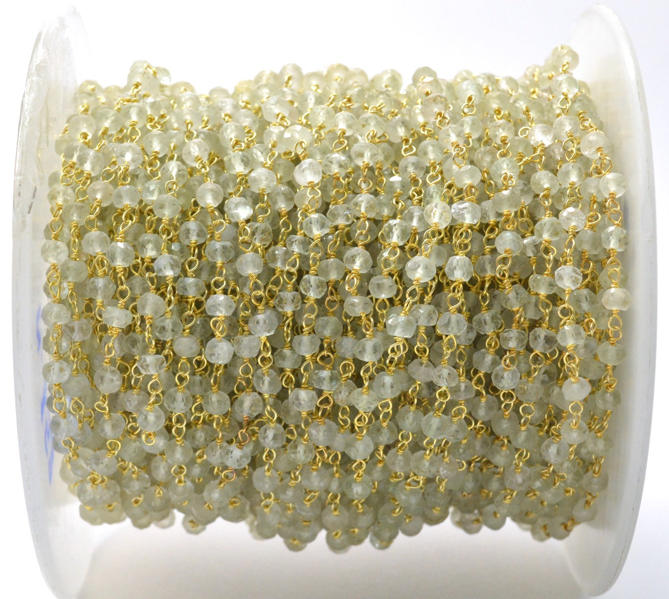 Graceful 925 Silver Gold Rosary Chain - Prehnite 3mm