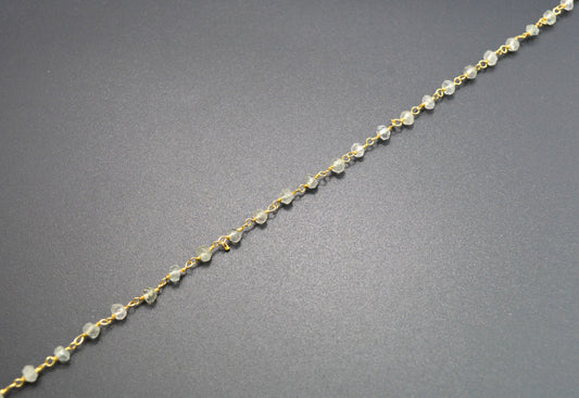 Prehnite Rosary Chain, 925 Sterling Silver, 3mm Faceted - view 3