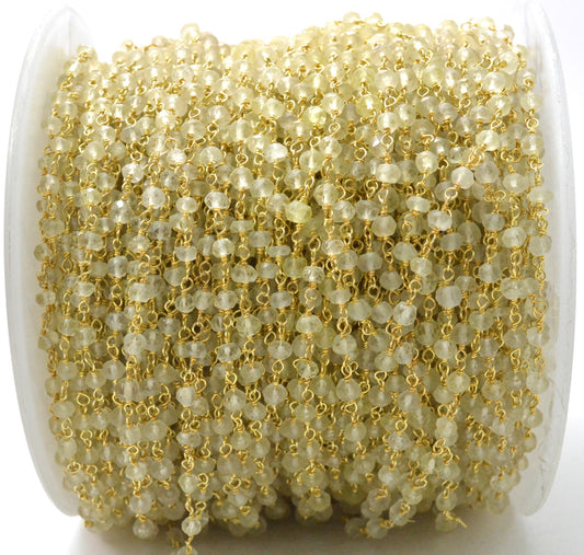 Stone Rosary Chain - 925 Gold Silver, 3mm