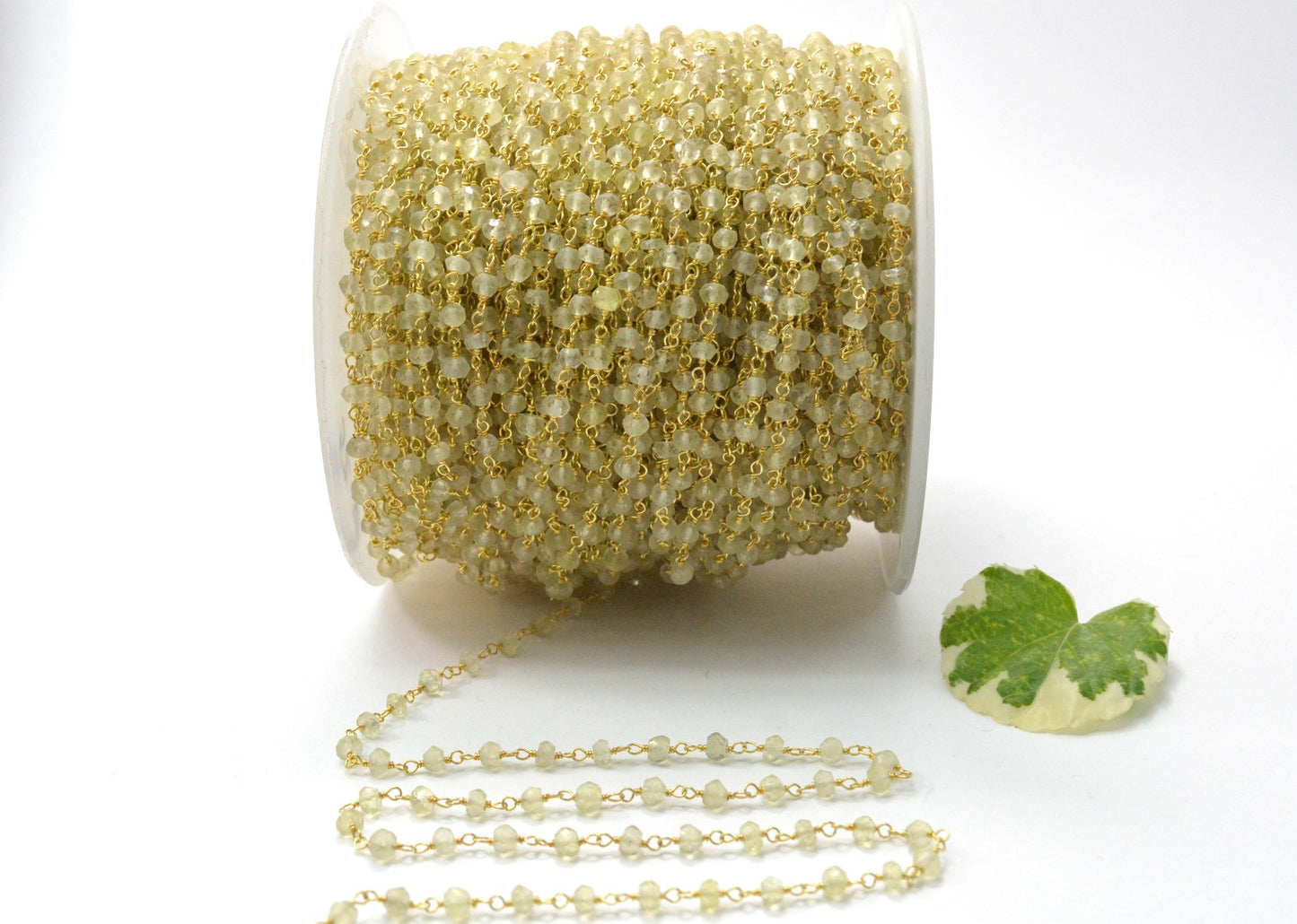 Stone Rosary Chain - 925 Gold Silver, 3mm