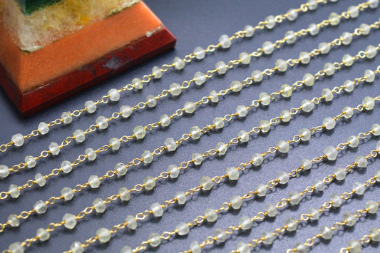 Green Amethyst Rosary Chain, 925 Sterling Silver, 3mm Faceted - view 3