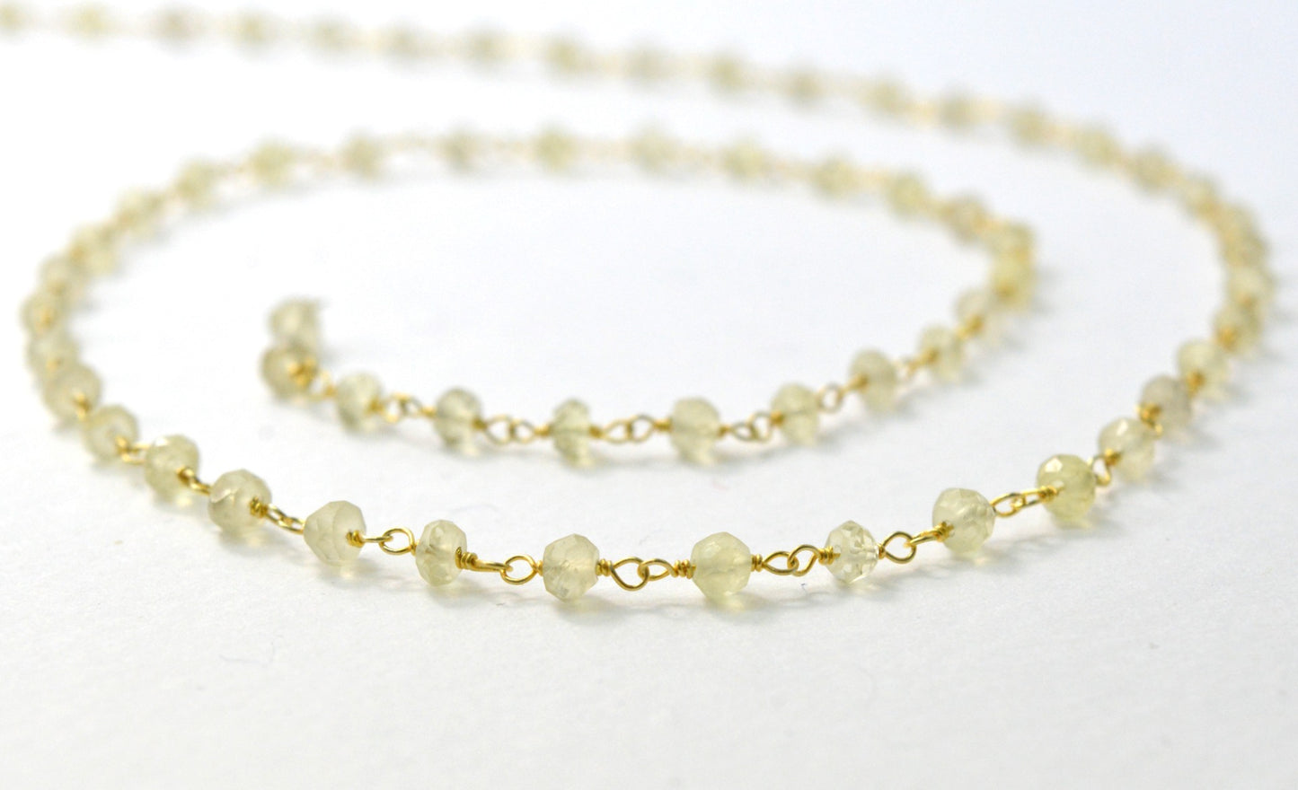 Stone Rosary Chain - 925 Gold Silver, 3mm