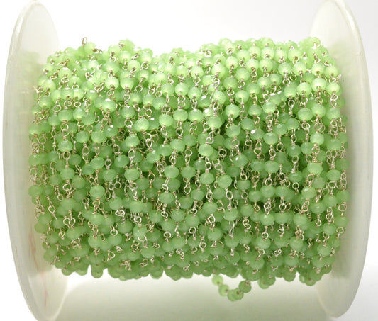 Stylish Rosary Chain - Chalcedony 925 Gold Silver 3mm