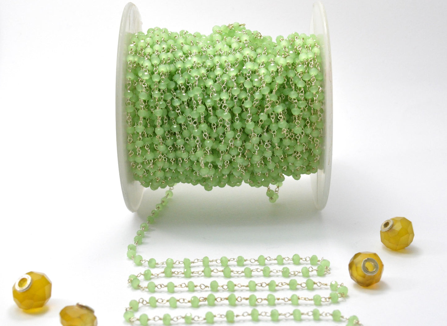 Stylish Rosary Chain - Chalcedony 925 Gold Silver 3mm