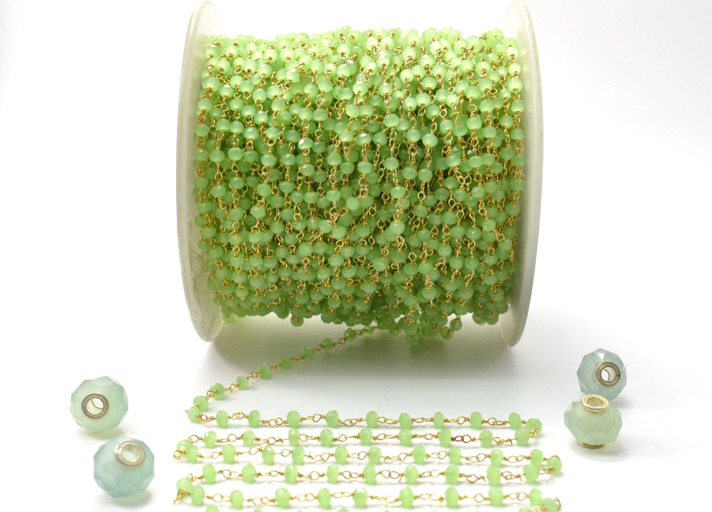 Stylish Rosary Chain - Chalcedony 925 Gold Silver 3mm