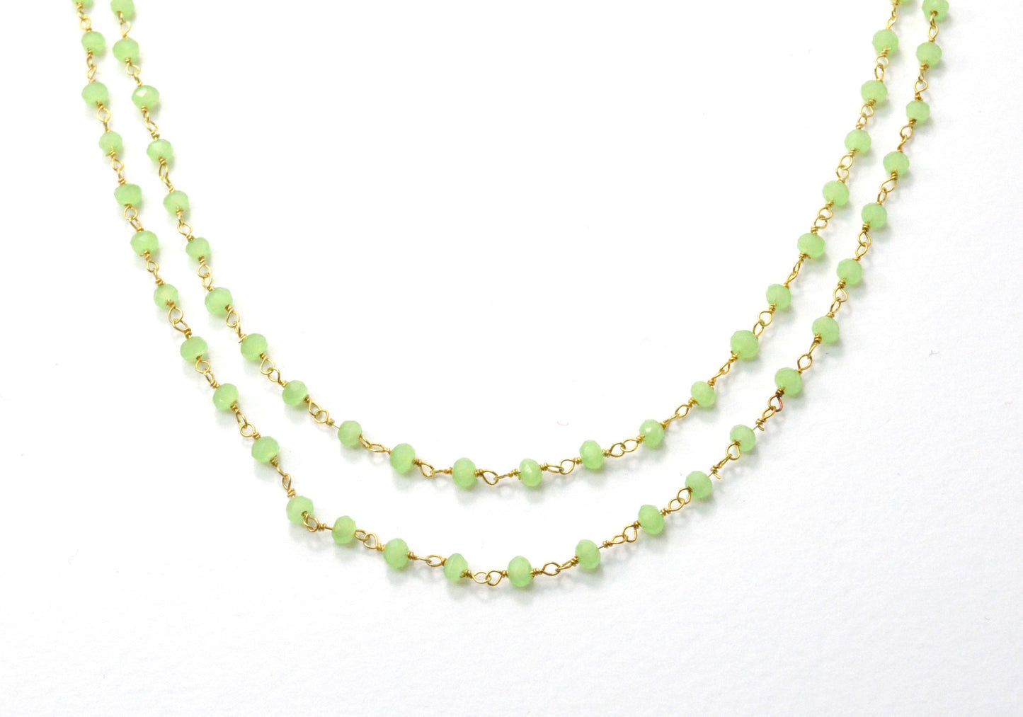 Stylish Rosary Chain - Chalcedony 925 Gold Silver 3mm