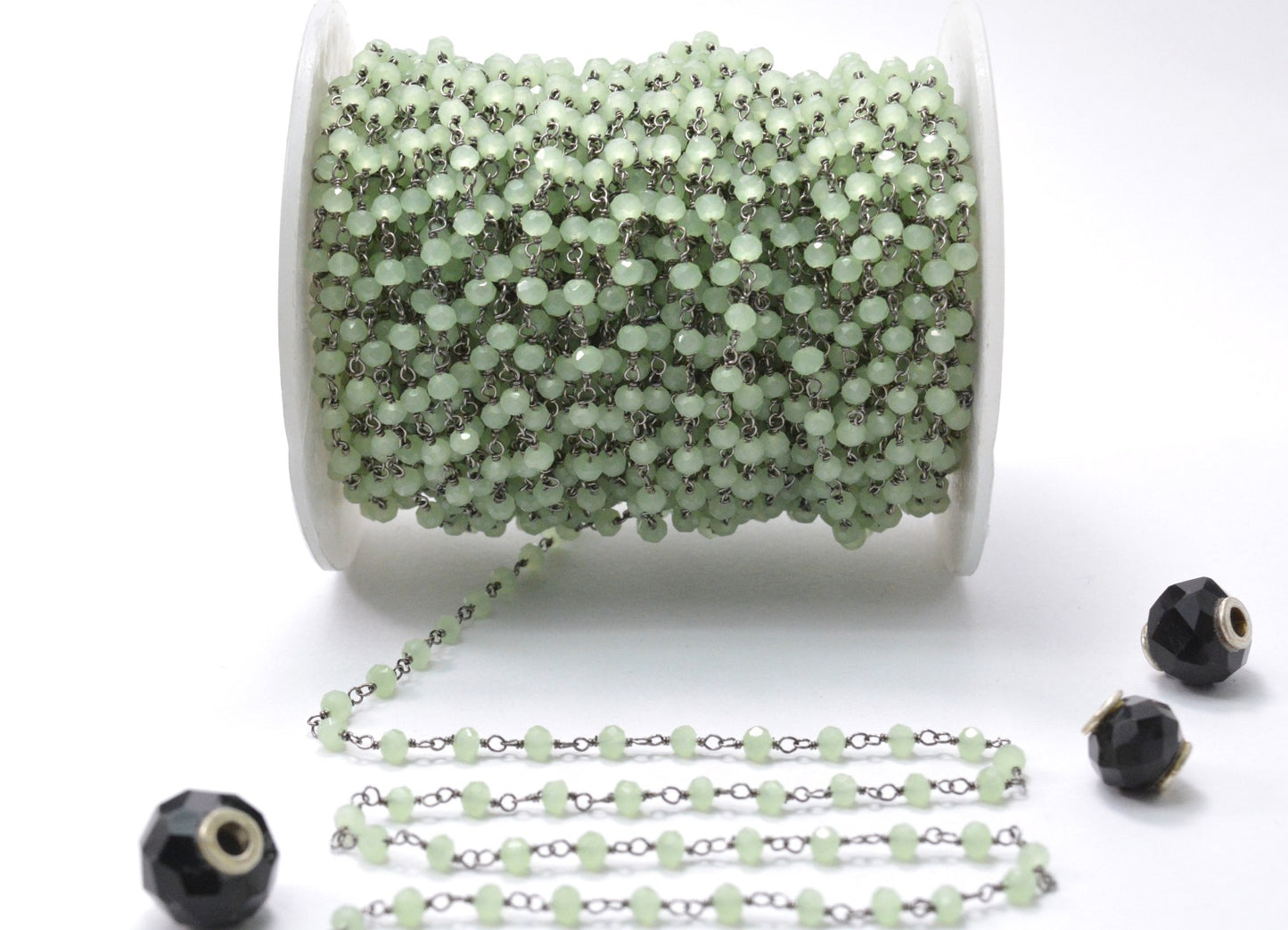 Classic Chalcedony Rosary Chain in 925 Silver Gold - 3mm