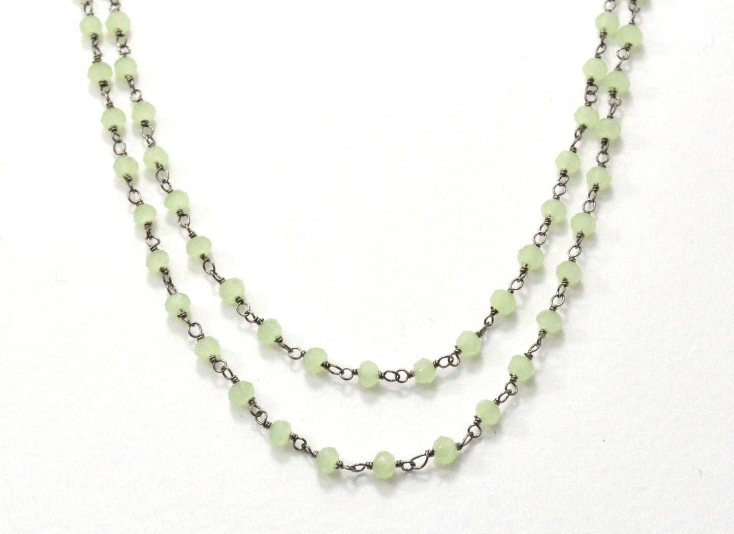 Classic Chalcedony Rosary Chain in 925 Silver Gold - 3mm