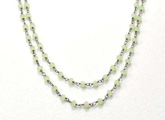Classic Chalcedony Rosary Chain in 925 Silver Gold - 3mm - view 3