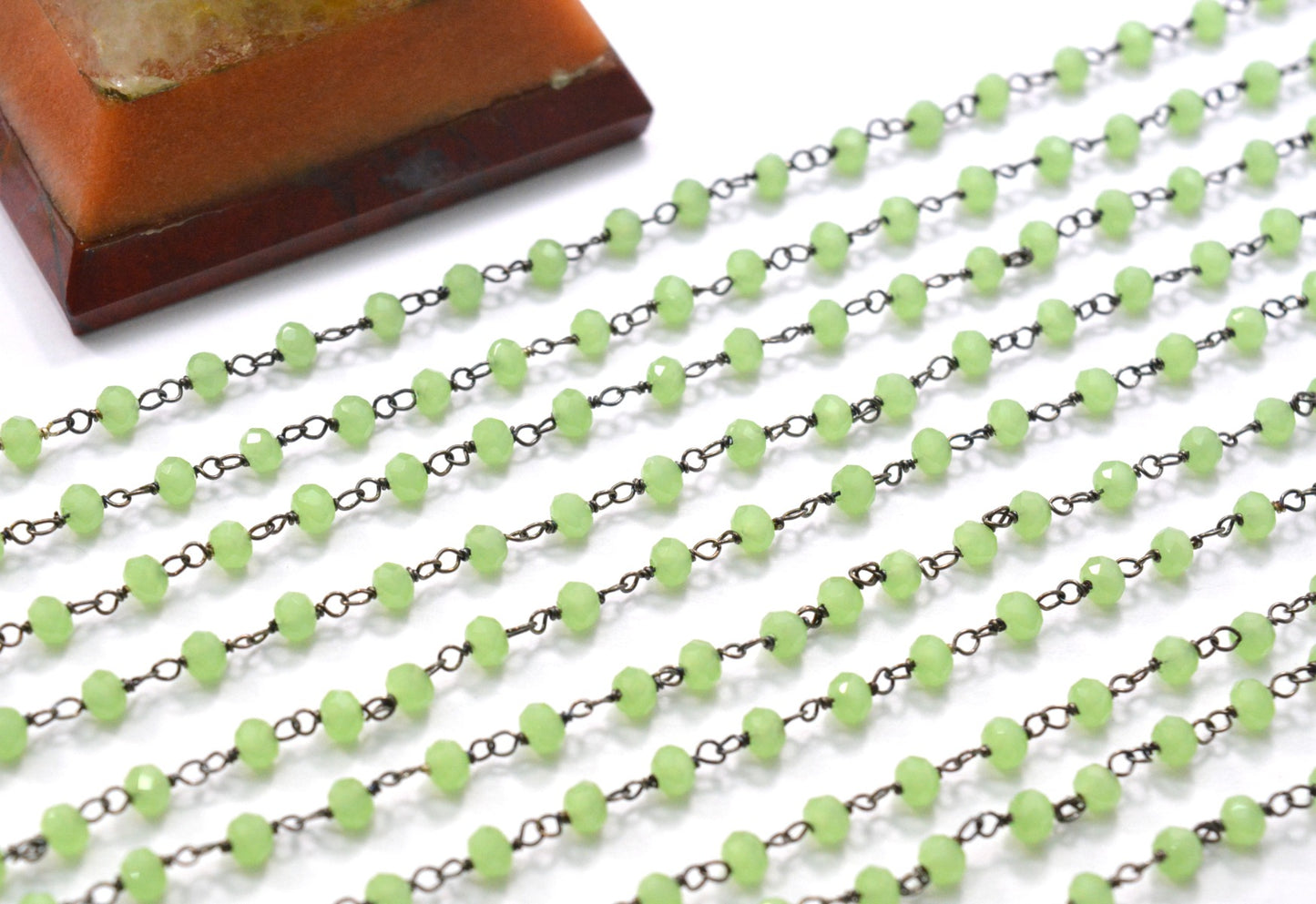 Classic Chalcedony Rosary Chain in 925 Silver Gold - 3mm