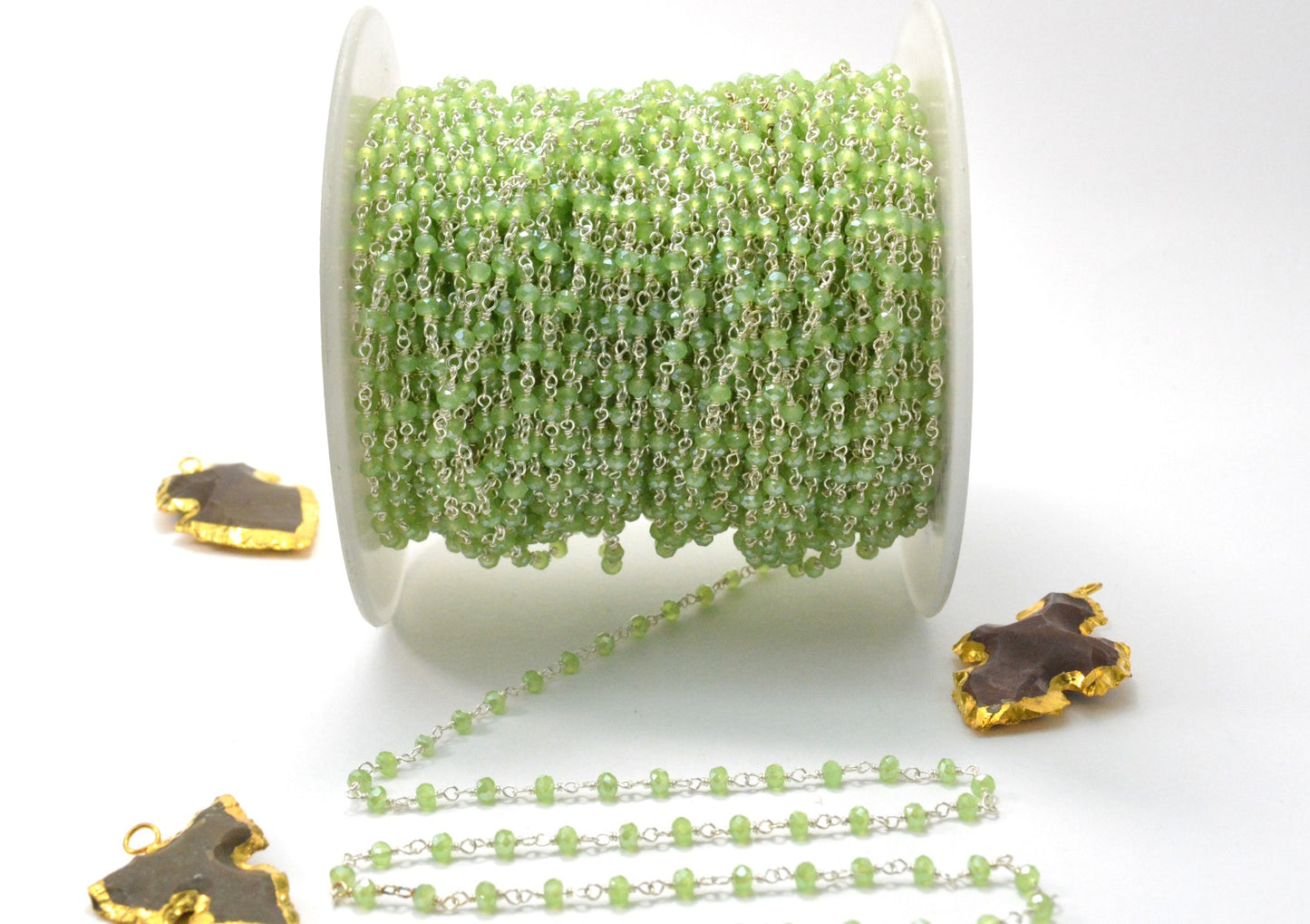 Gorgeous Rosary Chain - Chalcedony 925 Silver Gold 3mm