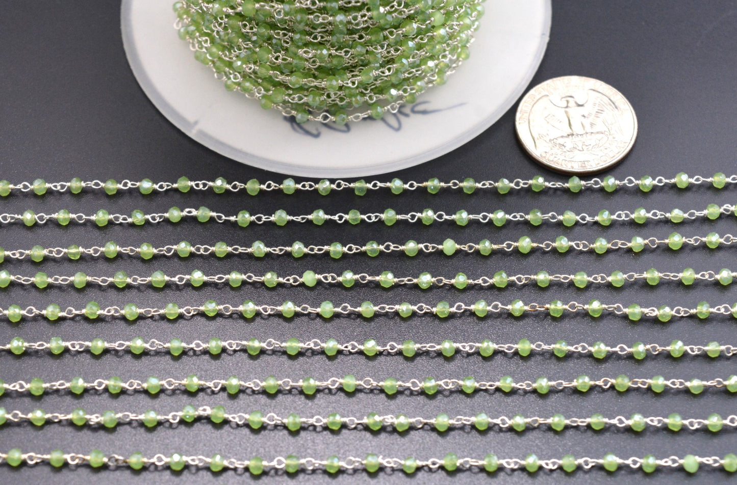 Gorgeous Rosary Chain - Chalcedony 925 Silver Gold 3mm