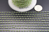 Prehnite Chalcedony Coated Rosary Chain, 925 Sterling Silver, 3mm Faceted