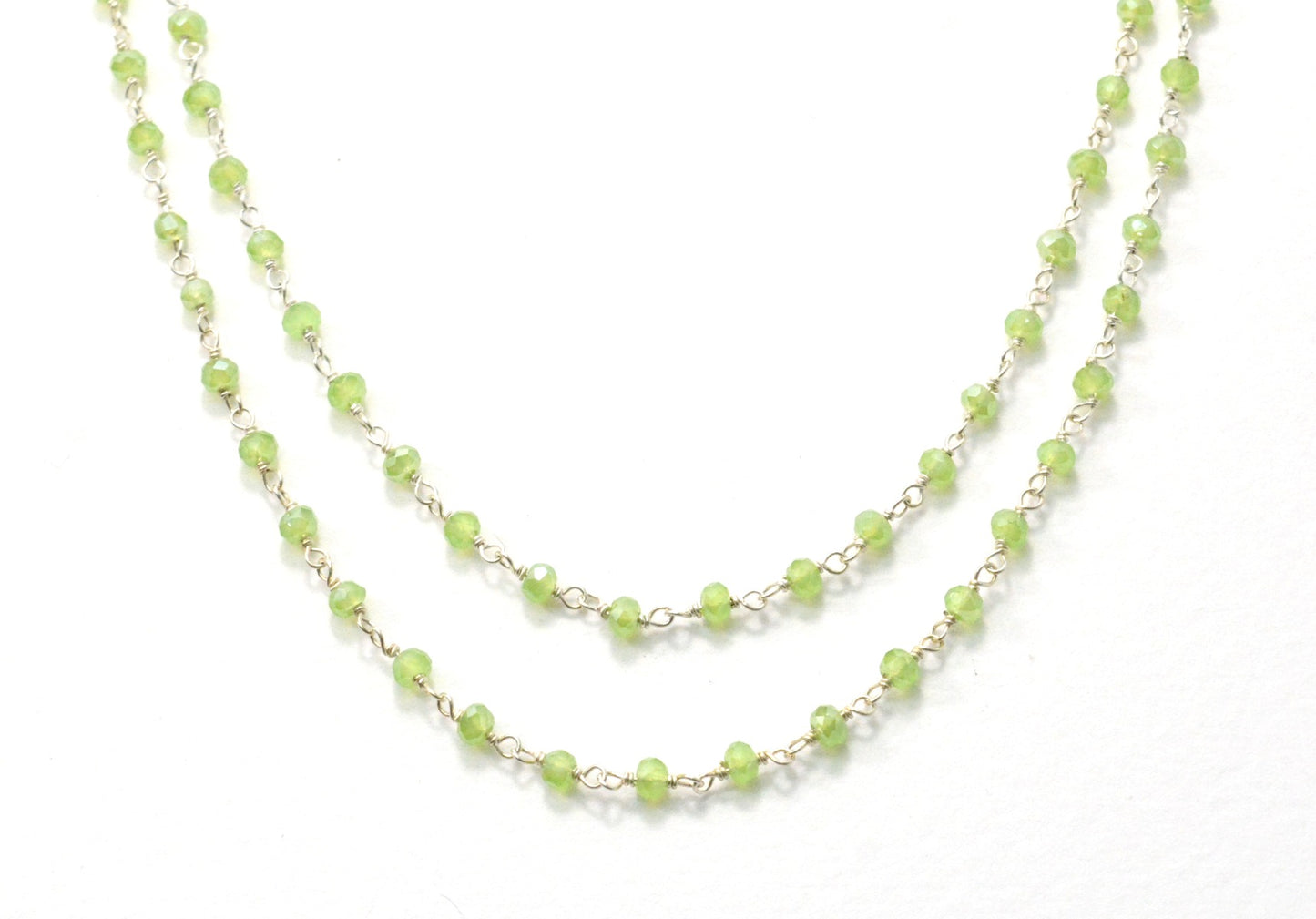 Gorgeous Rosary Chain - Chalcedony 925 Silver Gold 3mm