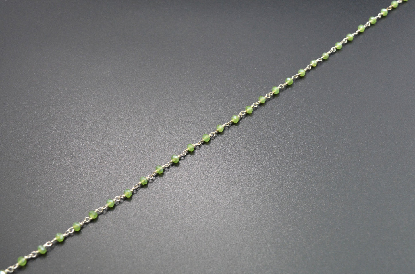 Gorgeous Rosary Chain - Chalcedony 925 Silver Gold 3mm