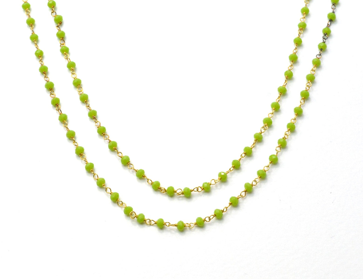 Unique 925 Silver Gold Rosary Chain - Stone 3mm