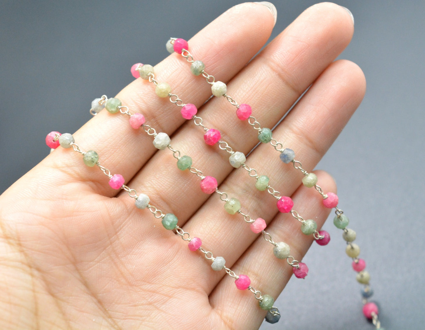 Classic 925 Silver Rosary Chain - Emerald 3mm