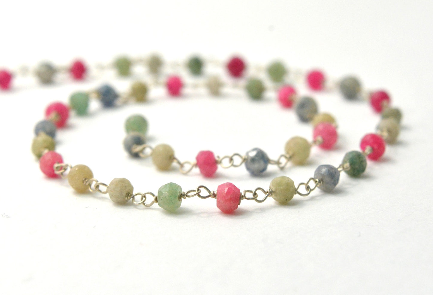 Classic 925 Silver Rosary Chain - Emerald 3mm