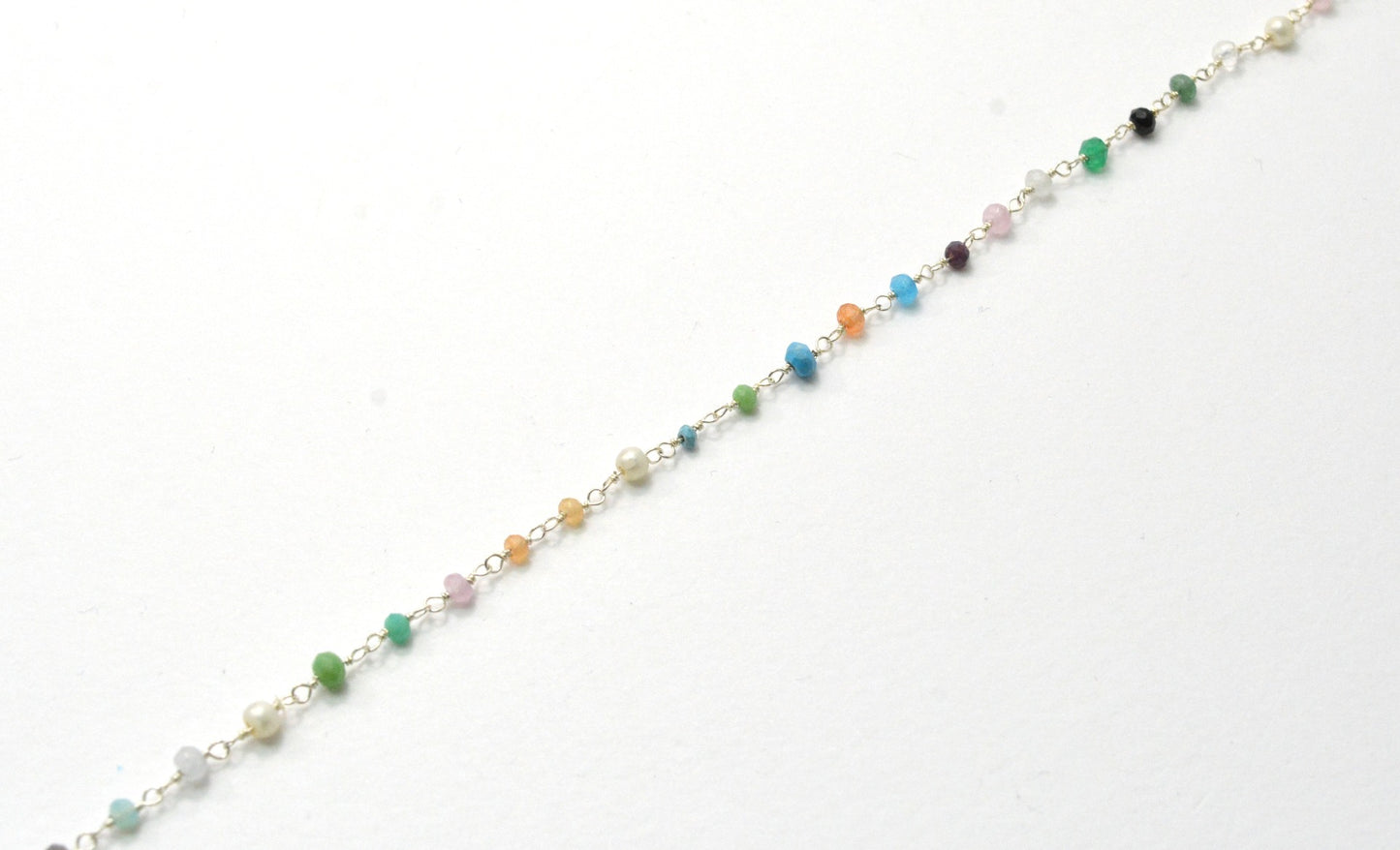 925 Gold Silver Rosary Chain with Stone - 3mm #2