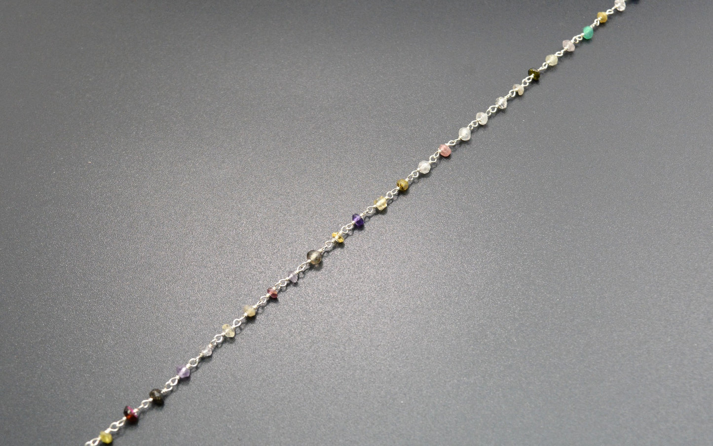 Stylish Multi Stone Rosary Chain in 925 Gold Silver - 3mm