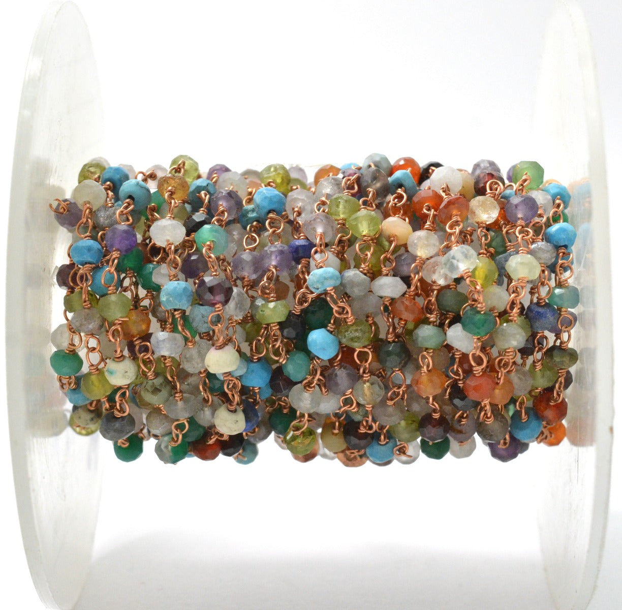 925 Gold Silver Rosary Chain with Multi Stone - 3mm