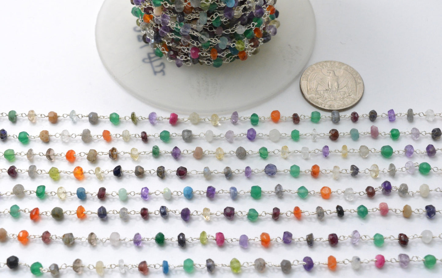 Handmade 925 Silver Rosary Chain - Multi Stone 3.50mm