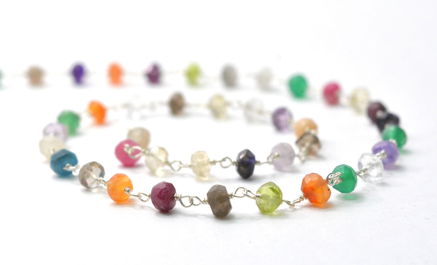 Handmade 925 Silver Rosary Chain - Multi Stone 3.50mm