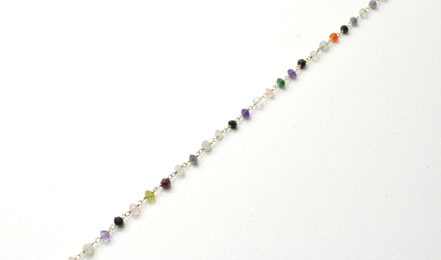 Multi Stone Rosary Chain - 925 Silver Gold, 3.50mm