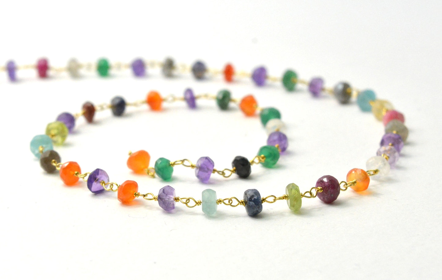 925 Silver Rosary Chain with Multi Stone - 4mm