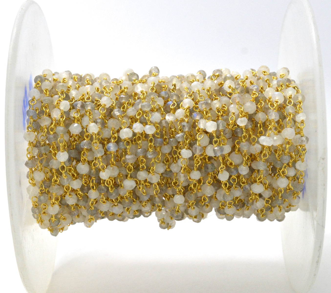 925 Gold Silver Rosary Chain with Labradorite - 3mm