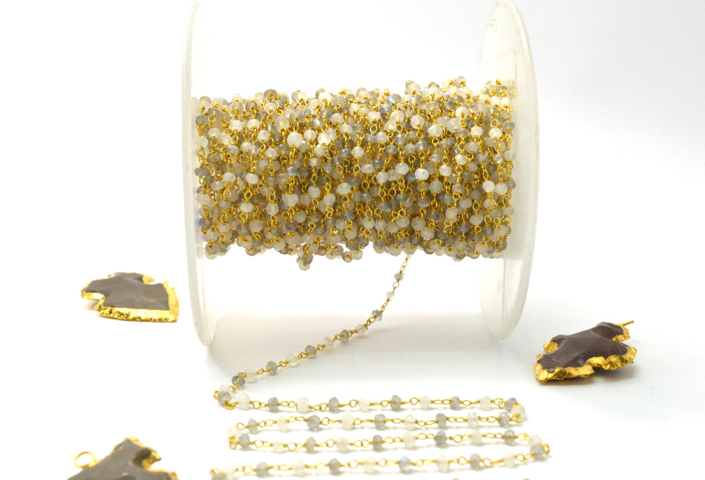 925 Gold Silver Rosary Chain with Labradorite - 3mm