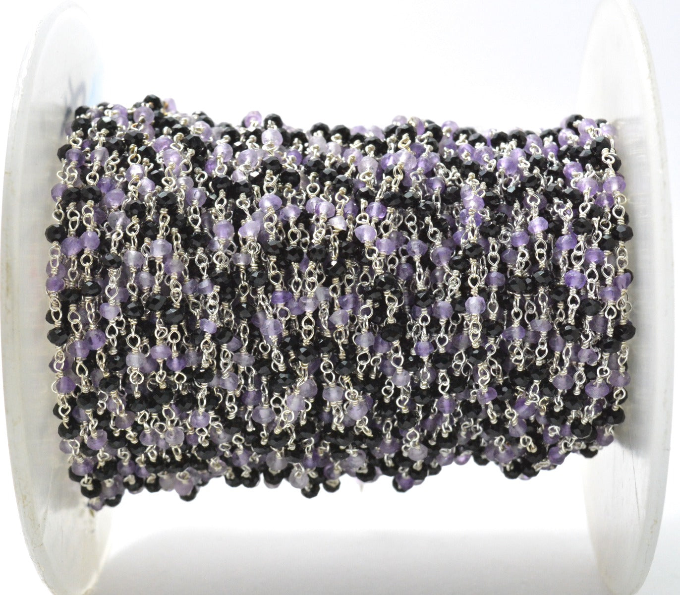 925 Silver Gold Rosary Chain with Amethyst - 3mm